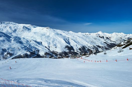 Mountains with snow in winter, Meribel, Alps, France