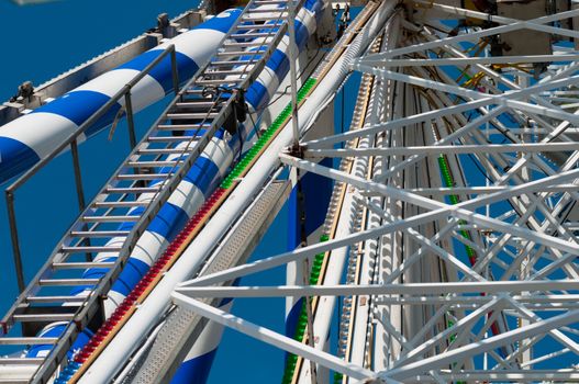 Shot of construction of an amusement over blue sky