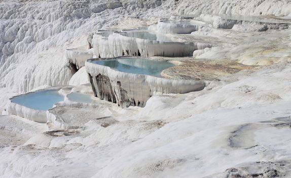 The Pamukkale natural lakes in Hierapolis Turkey