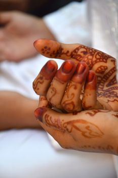 Henna On Hands Of Indonesian Wedding Bride