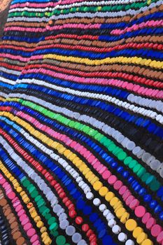 BONDI BEACH, AUSTRALIA - OCTOBER 30, 2013: Sculpture By The Sea, Bondi 2013. Annual event that showcases artists from around the world  Sculpture titled 'Flow' by Alison McDonald (QLD).  Medium upcycled plastic lids, cable ties
