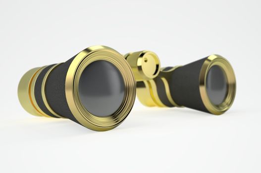 Black leather opera glasses with gold rim  