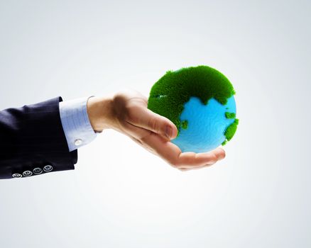 Image of Earth planet in human hands. Protect planet