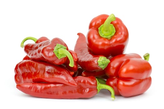red peppers on white background