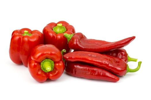red peppers on white background
