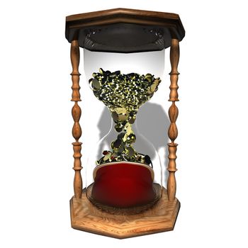 coins piled in the hourglass 3D visualization idea time is money