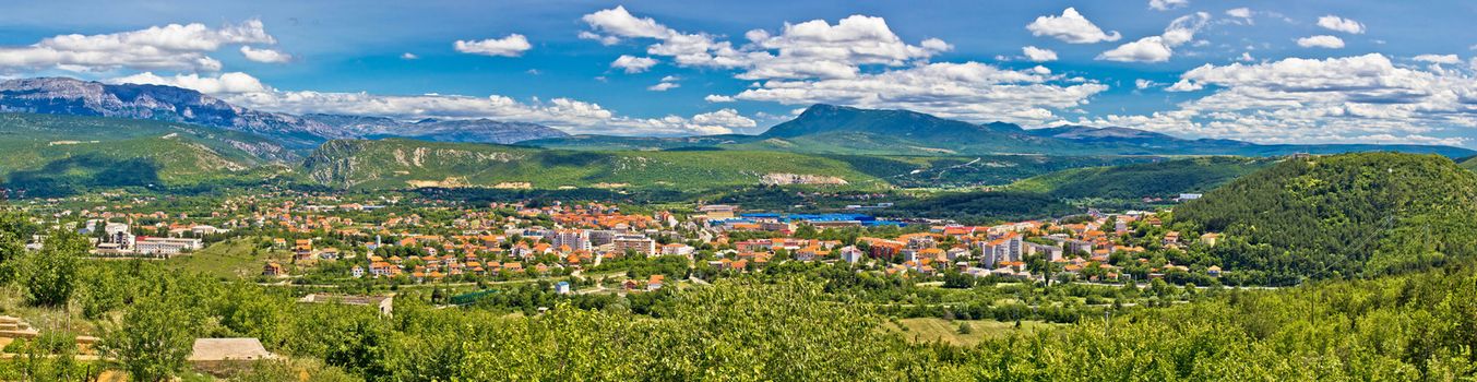 Dinara mountain and town of Knin panoramic view, Croatia