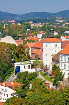 Zagreb upper town cable car vertical view, Croatia