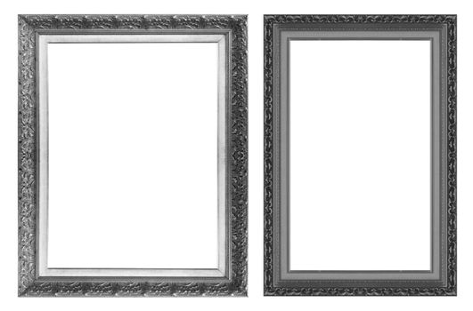 Old antique black picture frame wall, wallpaper, decorative objects isolated white background