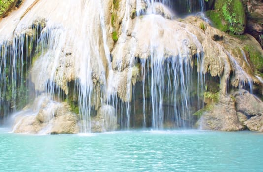 Waterfalls, emerald green natural tropical  Chiang Mai, Thailand