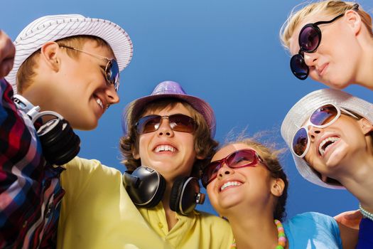 Group of young and happy people having party