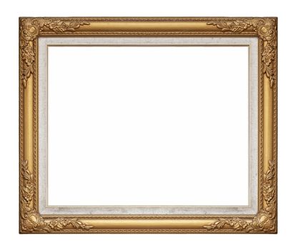 Ancient wooden frame isolated on white background.