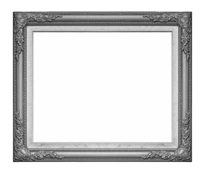 Ancient wooden frame isolated on white background.