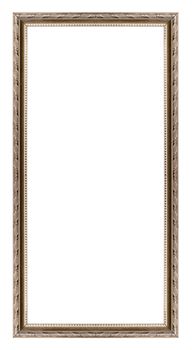 Ancient wooden frame isolated on white background.