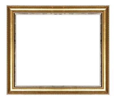 Ancient wooden frame isolated on white background.