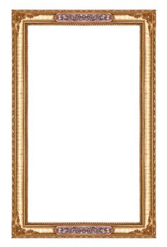 Ancient wooden frame isolated on white background.