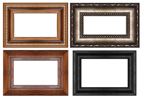 Old antique gold picture frame wall, wallpaper, decorative objects isolated white background