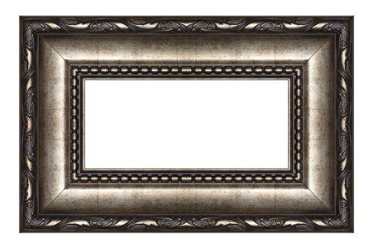 Old antique gold picture frame wall, wallpaper, decorative objects isolated white background