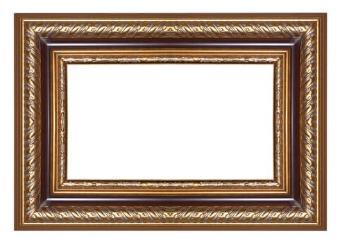 Old antique gold picture frame wall, wallpaper, decorative objects isolated white background