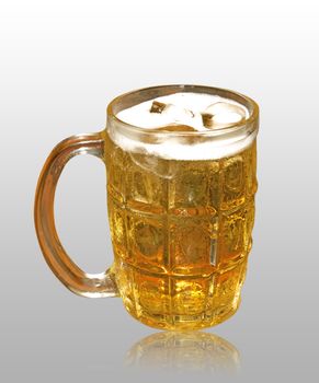 Glass of light beer isolated on a white background. File contains path to cut.