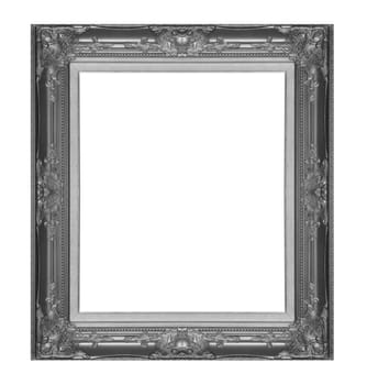 The antique black frame on the white background