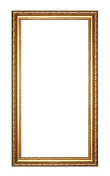 The antique gold frame on the white background