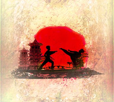 karate occupations - Grunge background
