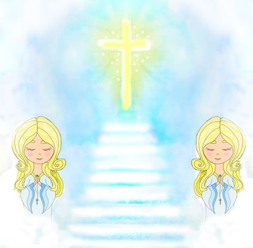 Cute little girls Praying