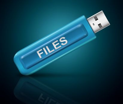 Illustration depicting a usb flash drive with a files concept.