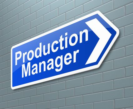 Illustration depicting a sign directing to the Production Manager.