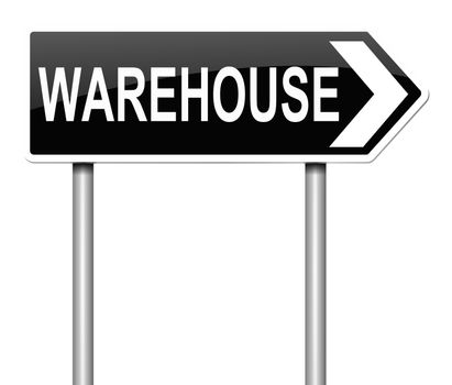 Illustration depicting a sign directing to Warehouse.