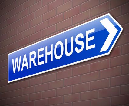 Illustration depicting a sign directing to Warehouse.