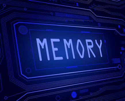 Abstract style illustration depicting printed circuit board components with a memory concept.