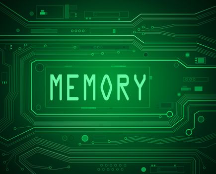 Abstract style illustration depicting printed circuit board components with a memory concept.