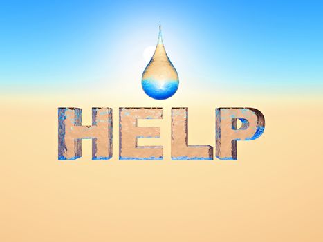 the word help in water texture