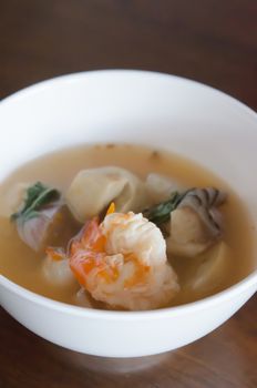 Tom Yum Goong - Thai hot and spicy soup seafood with shrimp 