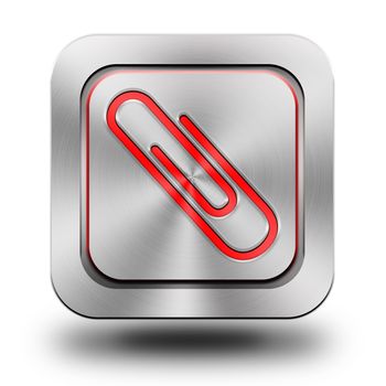 Paper clip aluminum glossy icon, button, sign