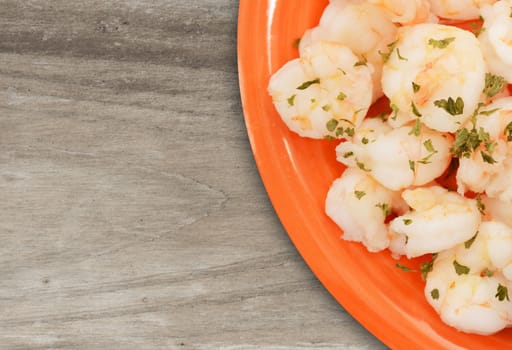 healthy cocktail shrimp appetizer on wood background