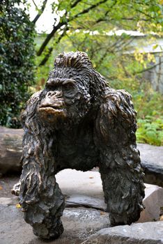 Sculpture of a gorilla at the zoo of Antwerp.