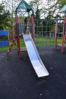 Metal children's playground slide.