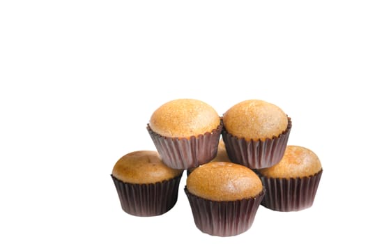 Freshly baked ,  banana muffins over white background