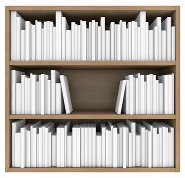 Bookshelf. 3d render isolated on white background