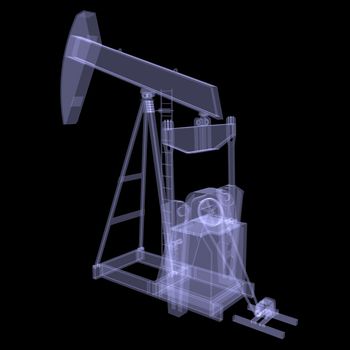 Oil pump. X-ray. 3d render isolated on a black background