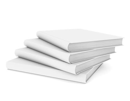 Four white book. Isolated render on a white background