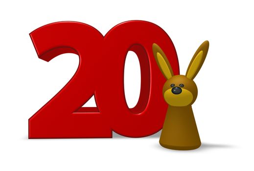 number twenty and rabbit - 3d illustration