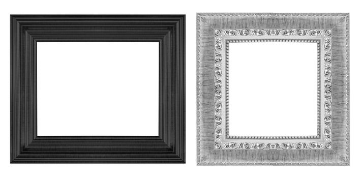 Old Antique Black  frame Isolated Decorative Carved Wood Stand Antique Black  Frame Isolated On White Background