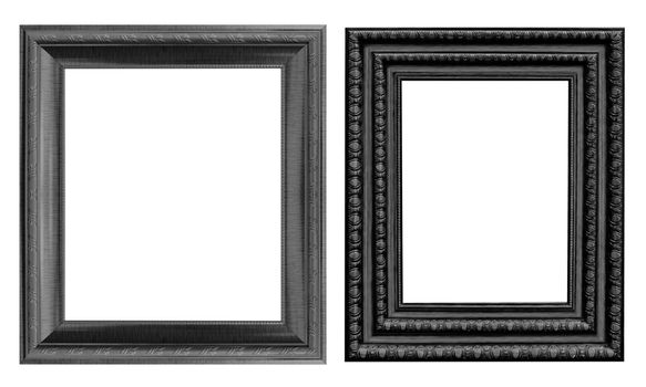 Old Antique Black  frame Isolated Decorative Carved Wood Stand Antique Black  Frame Isolated On White Background