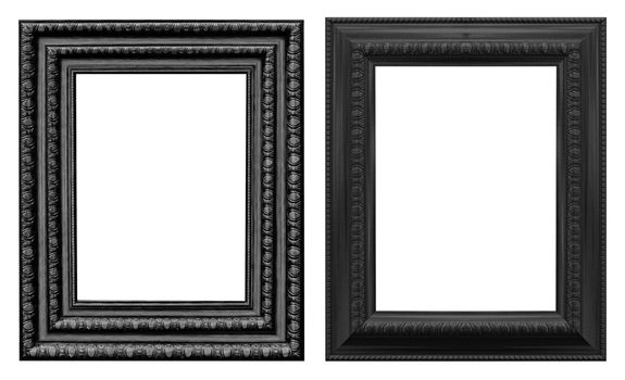 Old Antique Black  Frame Isolated Decorative Carved Wood Stand Antique Black  Frame Isolated On White Background