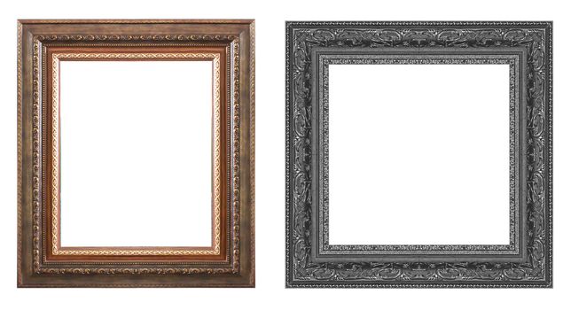 Old Antique Black  frame Isolated Decorative Carved Wood Stand Antique Black  Frame Isolated On White Background