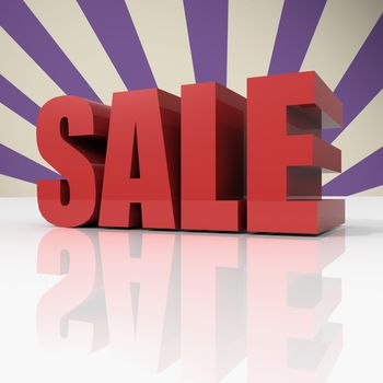 3d red text SALE on violet background